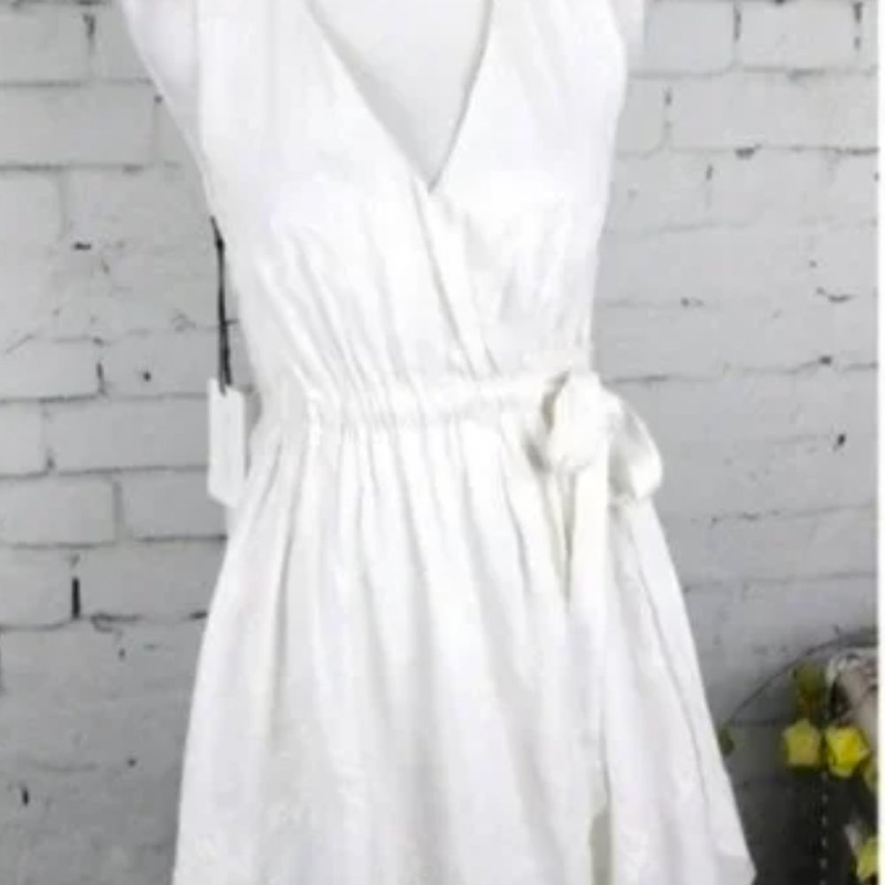 The Limited Wrap Floral Embroidered White Dress